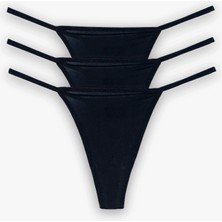 3 Adet String Tanga Külot Soft Lastik Yumuşak Penye