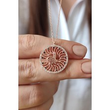 Parmas Design 925 Ayar Gümüş Osmanlı Tuğrası Tasarım Rose Kaplama Kadın Kolye