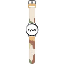 Kyver Honor Watch Magic 2 (46MM) Desenli Silikon Kordon 22 mm Uyumlu (Krem-Kahve)
