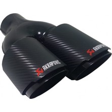 Akrapovic 100 Lük Çiftli Sağ Akrapoviç Içi Siyah Egzoz Başlığı Eksoz Kafası Egsoz Çift 100 mm Karbon