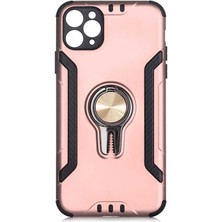 Case 4U Apple iPhone 11 Pro Max Kılıf Darbe Emici Yüzüklü Standlı Koko Kapak Rose Gold