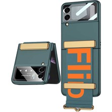 CoverZone Galaxy Z Flip 3 Kılıf Metal Görünümlü 180 Derece Açılıp Kapanabilen  Amazing Kılıf Koyu Yeşil