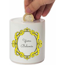 Hediye Rengi Isme Özel Seramik Kumbara - Çerçeveli