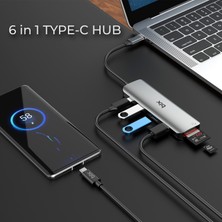 Bix BX08HB 6in1 Type-C Hub 3x USB 3.0, Micro SD / SD, PD Şarj Macbook Uyumlu Çoklayıcı Adaptör