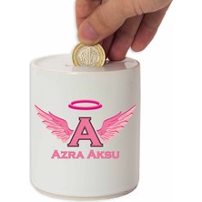 Hediye Rengi Isme Özel Seramik Kumbara - Melek Kanadı