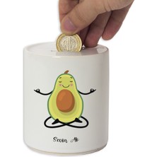 Hediye Rengi Isme Özel Seramik Kumbara - Avokado M1