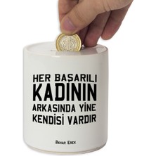 Hediye Rengi Isme Özel Seramik Kumbara - Başarılı Kadın
