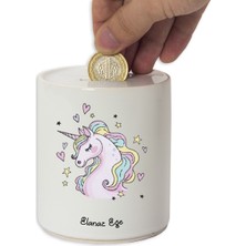 Hediye Rengi Isme Özel Unicorn Temalı Seramik Kumbara