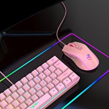 Bilgisayar Kablolu USB Mouse Oyun Mouse Light Up Rgb Optik Masaüstü Pc Pembe Için