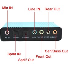 Yeajion 5.1 USB Ses Adaptörü S / Pdıf Dijital Sesli Harici Ses Kartı, Mavi (Yurt Dışından)