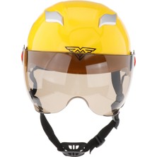 Yarım Açık Yüz Motosiklet Kask, Ayarlanabilir 56-62 cm Kafa Çevresi Yarış Kask Visor Bisiklet Sürme Başkanı Koruyucu - Sarı