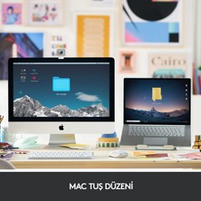 Logitech MX Keys Mini Mac İçin Minimalist Kablosuz Aydınlatmalı İngilizce Q Klavye - Beyaz