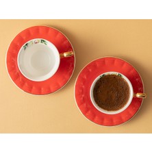 English Home Vanilla Porselen 2'li Kahve Fincan Takımı 90 ml Kırmızı