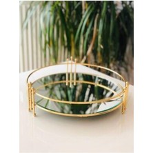 Yuvarlak Gold Aynalı Tepsi