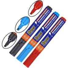 Brons Markör Permanent Kalem Siyah Mavi Kırmızı 3’lü 1 Paket Brons Koli Çuval Kalemi