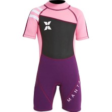 Kızlar Erkek Kısa Kollu Wetsuit Shorty Uv Güneş Koruma Tulum Xl