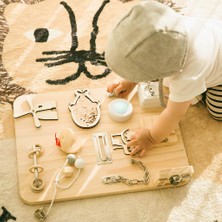 Honeyge Montessori Ahşap Meşgul Kurulu Duyu Tahtası Oyunu Eğitim Öğrenme Oyuncak (Yurt Dışından)