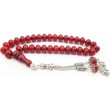 Pigado Çift Püsküllü Tekerlek Kesim Kırmızı Sentetik Kehribar Tesbih