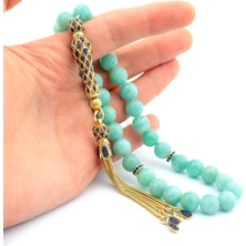 Pigado 925 Ayar Gümüş Zirkon Taşlı Turkuaz Amazonit Doğaltaş Tesbih