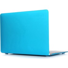 CoverZone Macbook Pro 14.2'' ile Uyumlu A2242 Üst Alt Tam Kapatan Şeffaf Buzlu Kristal Fluently Kapak Mavi
