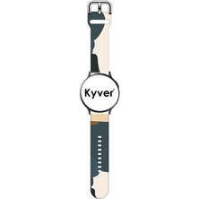 Kyver Huawei Gt2 ve Gt2 Pro Desenli Silikon Kordon 22 mm Uyumlu (Krem-Yeşil)