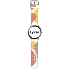 Kyver Samsung Watch 3 Desenli Silikon Kordon 22 mm Uyumlu (Sarı-Kiremit)