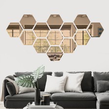 Decorita Ayna - Bronz Ayna - 13'lü Takım Altıgen Ayna
