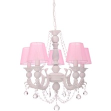 Umur Aydınlatma Eleganza 5'li Beyaz Pembe Şapkalı Avize Sarkıt