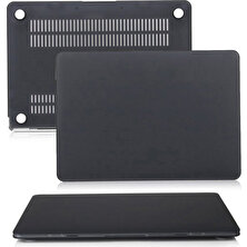 CoverZone Macbook Pro 13.3'' 2020 ile Uyumlu A1932,A2179, A2337,ÜST Alt Tam Kapatan Şeffaf Buzlu Kristal Fluently Kapak Siyah