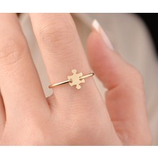 Onseva Kuyumculuk Puzzle Yüzük, 14 Ayar Altın Kadın Yüzüğü, Minimal Yüzük, Puzzle Parçası