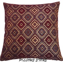 Pillows Store Geometrik Çiçek Desenli Bordo Kırlent Kılıfı 45 x 45 cm