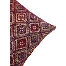 Pillows Store Geometrik Çiçek Desenli Bordo Kırlent Kılıfı 45 x 45 cm