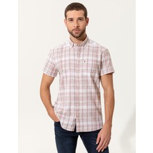 Pierre Cardin Erkek Bej Regular Fit Kısa Kollu Gömlek 50251475-VR011