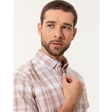 Pierre Cardin Erkek Bej Regular Fit Kısa Kollu Gömlek 50251475-VR011