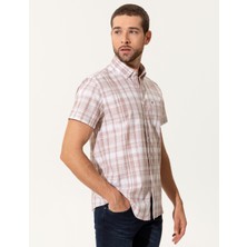 Pierre Cardin Erkek Bej Regular Fit Kısa Kollu Gömlek 50251475-VR011