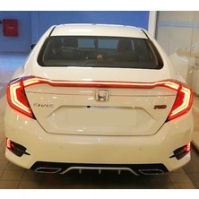 Çmk Honda Civic Fc5 2016-2021 Hareketli Sinyalli Led Stop Ve Spoiler Takımı Kırmızı