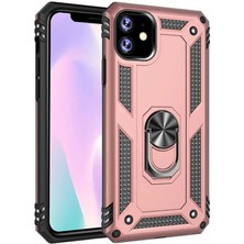 Ceppare Apple iPhone 11 Kılıf Vega Tank Yüzüklü Standlı Silikon Çift Katmanlı Koruma Rosegold