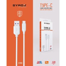 Syrox C110 Type-C Girişli 18W 3.0A Hızlı Şarj ve Data Kablosu