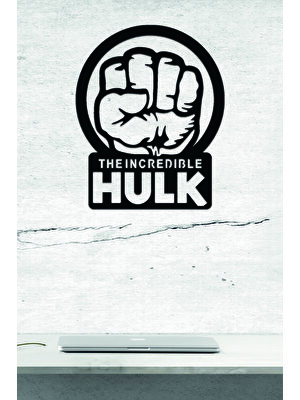 Gibella Hulk Yumruk Yenilmezler Kahraman Lazer Kesim Siyah Duvar Dekorasyon Ürünü