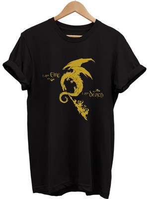 Remonz Lotr Yüzüklerin Efendisi Smaug Baskılı %100 Pamuk Oversize T-Shirt