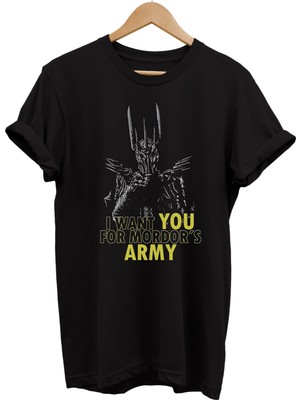 Remonz Lotr Yüzüklerin Efendisi Sauron Mordor Ordusu Baskılı %100 Pamuk Oversize T-Shirt