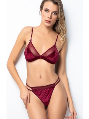 Miorre Bliss Velvet Tül Detaylı Kadife Bralet Takım