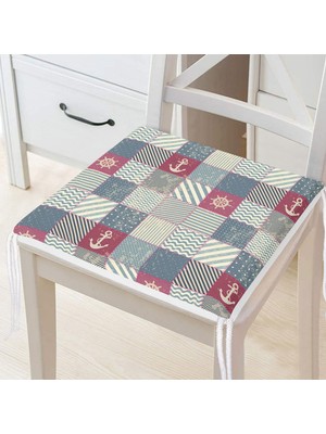 RealHomes Patchwork Desenli Özel Tasarım Dijital Baskılı Modern Fermuarlı Sandalye Minderi
