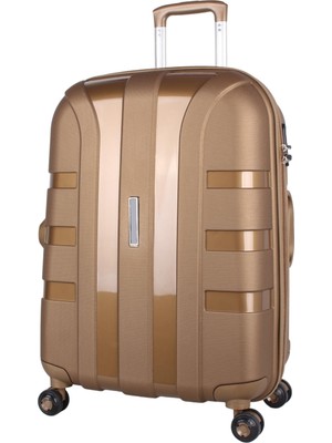 Bagacar Iv Sert Silikon Kırılmaz Büyük Boy Valiz Gold