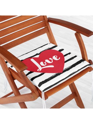 RealHomes Sevgililer Günü Temalı Özel Tasarım Dijital Baskılı Modern Fermuarlı Sandalye Minderi