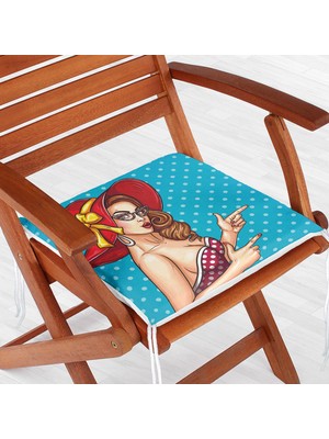 RealHomes Pop Art Resimli Dijital Baskılı Fermuarlı Sandalye Minderi