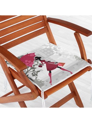 RealHomes Fashion Girl Özel Tasarım Dijital Baskılı Modern Fermuarlı Sandalye Minderi