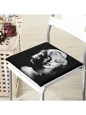 RealHomes Marilyn Monroe Resimli Dijital Baskılı Fermuarlı Sandalye Minderi