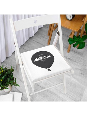 RealHomes Adventure Balon Resimli Dijital Baskılı Fermuarlı Sandalye Minderi