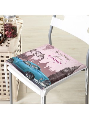 RealHomes London Car Dijital Baskılı Modern Fermuarlı Sandalye Minderi